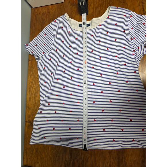 Karen Scott Striped Heart Print Top Plus Size 1X SoftGirl NormCore Casual Work - Picture 8 of 8